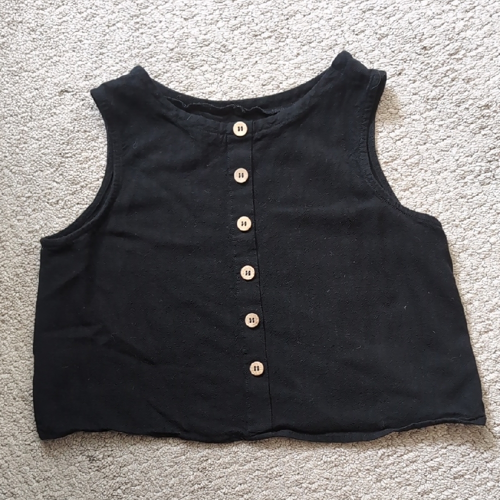 ❌Black Sleeveless Top with Button Detail❌